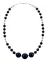 Native American Onyx Sterling Silver Bead Necklace AX128067